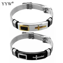 Модные ювелирные изделия, мужской браслет, черный крест, панк, резина, силикон, нержавеющая сталь, браслеты для мужчин, браслеты, hombre, caucho