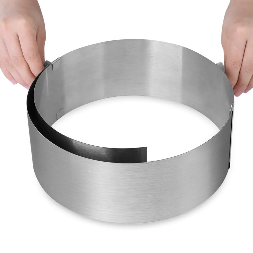 Circle Mousse Ring Adjustable Cake Pan Size Mold Retractable Silver Stainless Steel Cake Rings Home Baking Tools Bakeware01