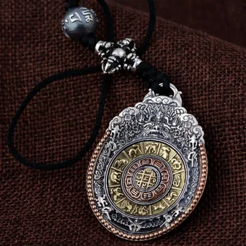 

S925 sterling silver enamel cross CZ plaque tag body protection zodiac Jiugong gossip Thai silver pendant