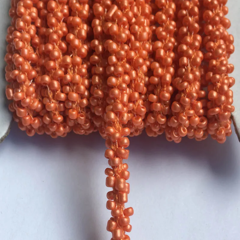 

4 Meters / Lot 5mm Wide Braided Beads Solid Orange Color Bead Chain Trim DIY Craft Sewing,Hair Clip Accessory