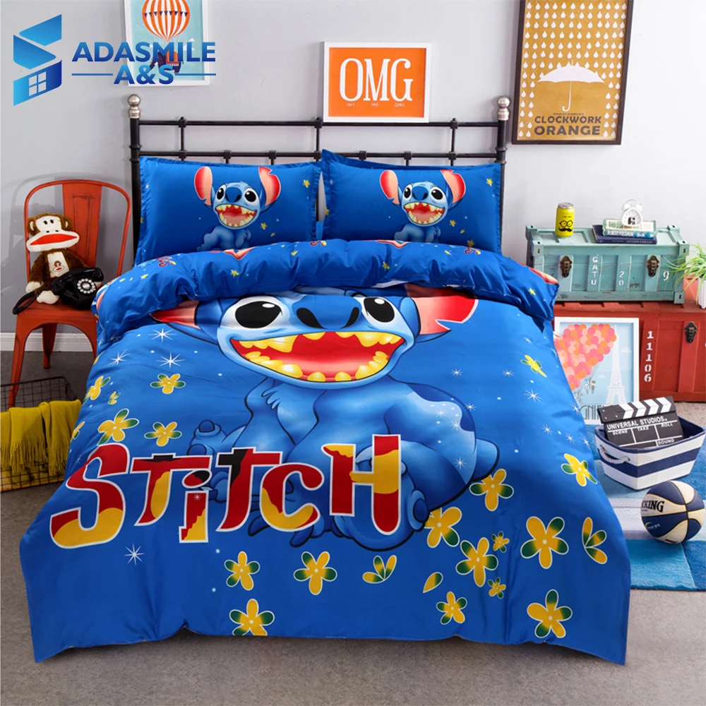Disney Stitch Boys Bedding Sets Twin Queen Cartoon Quilt Cover