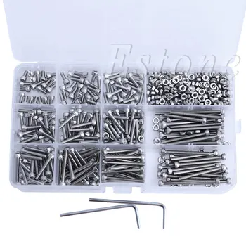 

2018 440Pcs M3 A2 Stainless Hex Head Socket Cap Screws Nuts Assortment Kit with Box SEP23_30
