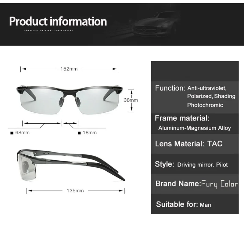 Алюминиево-магниевые фотохромные солнцезащитные очки Хамелеон поляризованные солнцезащитные очки wo мужские на весь день Меняющие цвет