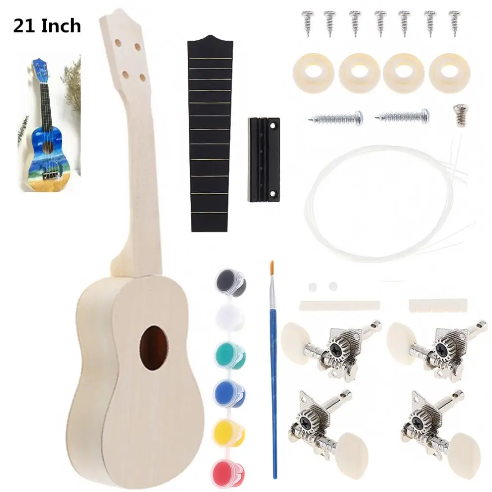 

21Inch Simple DIY Ukulele DIY Kit Tool Hawaii Guitar Handwork Support Painting Children's Toy Parents-child Campaign