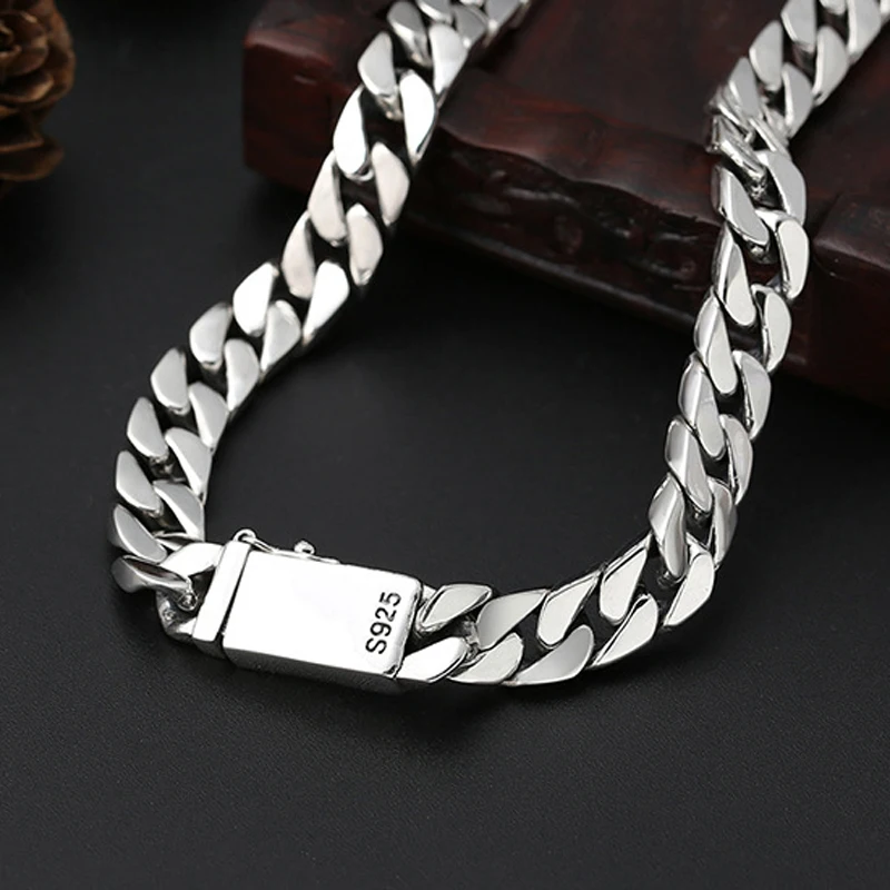 Fine jewelry 925 sterling silver jewelry link chain necklace Top quality Thai silver men's 8mm Heavy S925 Silver Chain 55cm/60cm