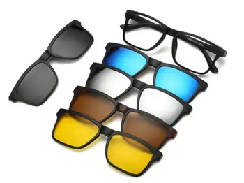 

5pc/set Magnetic Clip Sunglasses Women Glasses with Magnetic Clip on Sunglasses Polarized Male Multi-Purpose Eyewear
