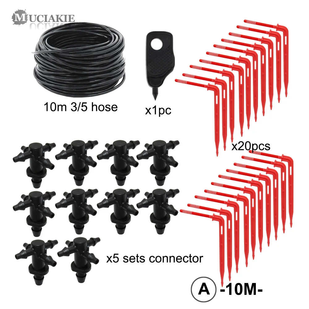 MUCIAKIE 100 м до 10 м 3/5 мм микро капельного орошения Наборы распределительный щит на 5 воды разъем с красным капельница стрелка сад в горшке полив Системы - Цвет: AB896CLxAx10M