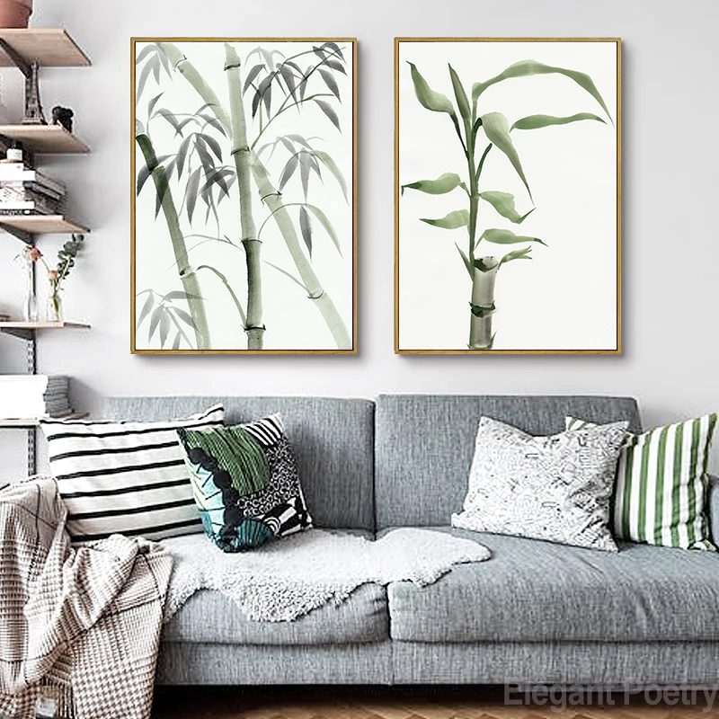 Bamboo-Leaf-Poster-Zen-Decoration-New-Chinese-Unreal-Abstract-Ink-Painting-Print-Wall-Art-Canvas-Painting (3)