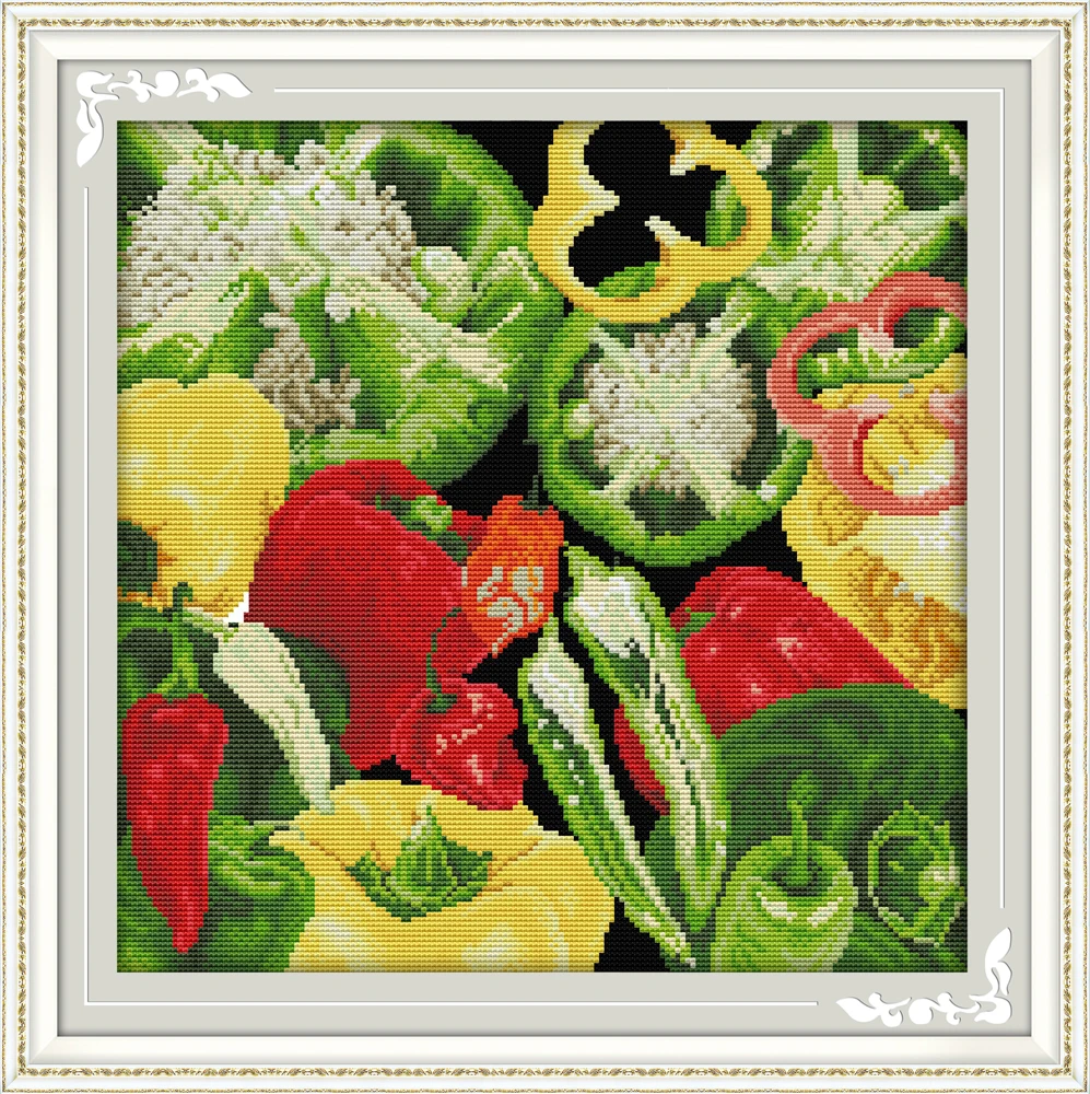 Vegetable Chillies Patterns Counted Cross Stitch 11CT 14CT Sets Chinese Cross-stitch Kits Embroidery Needlework | Дом и сад