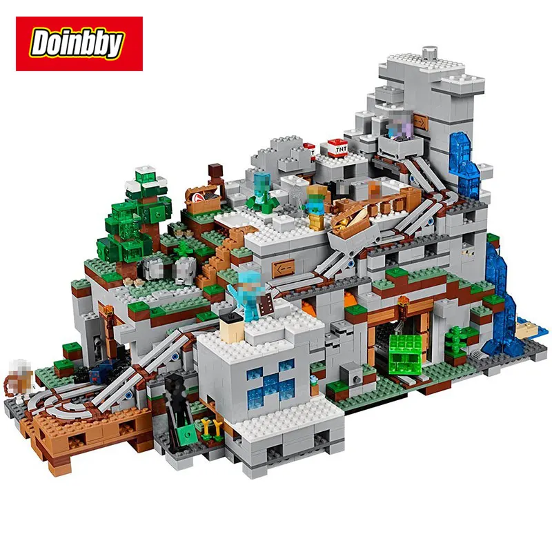 

Model Building Kit Blocks Bricks Miniecraft The Mountain Cave My worlds 2932Pcs Compatible with 21137
