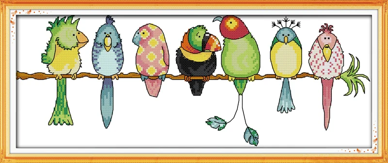 

Colorful Parrots, counted printed on fabric DMC 14CT 11CT Cross Stitch kits,embroidery needlework Sets, Home Decor