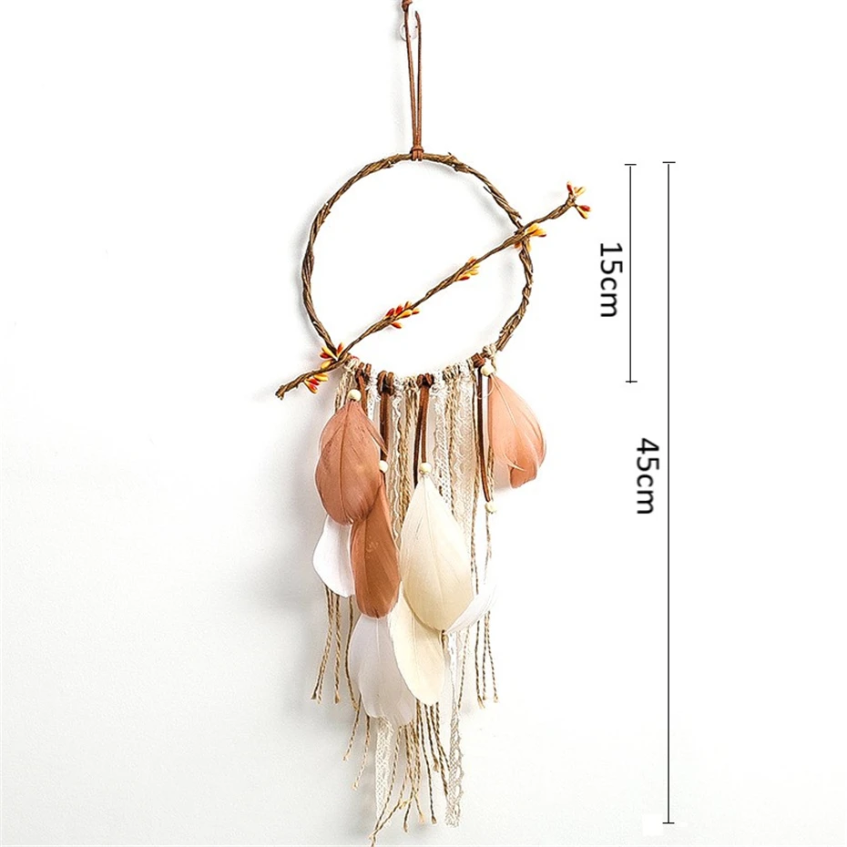 Indian Dream Catcher with Lights, Lace and Feather, Handmade Dreamcatcher for Home Traditional Decoration, White and Blue Wall Hanging image 6