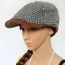Для взрослых, весна-осень, клетчатый козырек, унисекс, берет с козырьком, Ретро стиль, 55-61 см, регулируется, шерстяной, черный, коричневый, S448