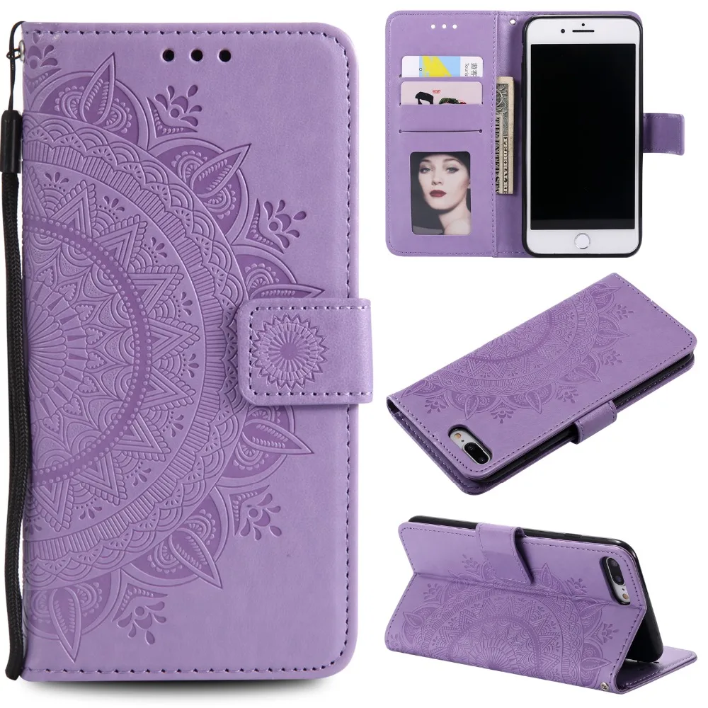 

50pcs/lot Free shipping Totem flower 3 card leather skin cover case for iphone 5 6 7 8 X XS XR XS Max 6 7 8 plus new case