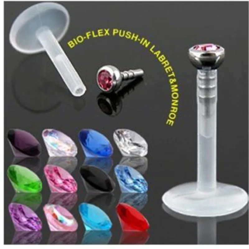 Buy UV Acrylic Piercing labret Bio Flex Push up Monroe Lip Tragus Bar body