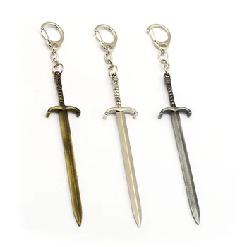 

12cm Game of Throne Keychain A Song of Ice and Fire Oathkeeper Ice Sword Key Ring Jon Snow Longclaw Key Chain Men Jewelry