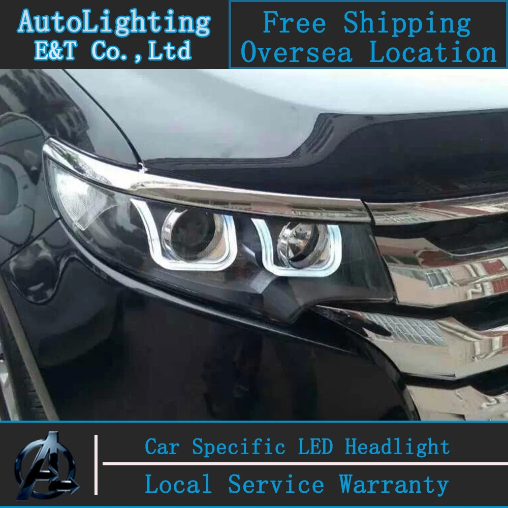Car Styling LED Head Lamp for Ford Edge headlights 2013-2014 edge led headlight drl projector headlight H7 hid Bi-Xenon Lens