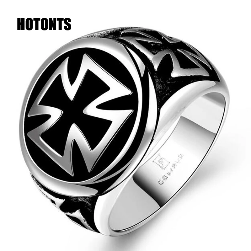 R166 Punk Style Personality Iron Cross Rings Vintage Stainless Steel