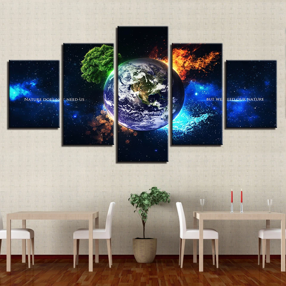 Canvas HD Prints Posters Home Decor Wall Art Framework 5 Piece Earth 4 Season Tree Natural Landscape Paintings Abstract Pictures