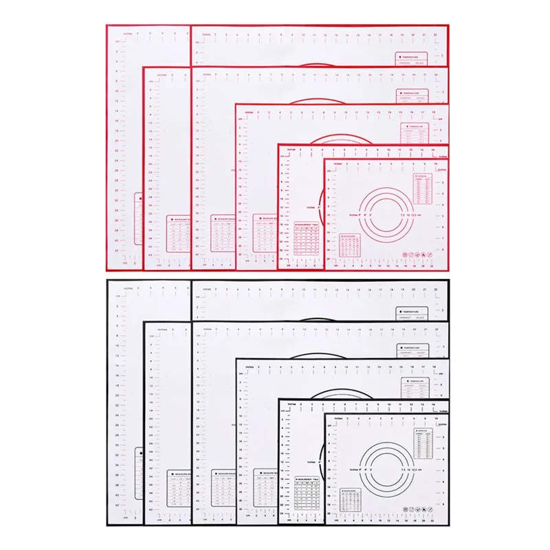 Многоразмерный антипригарный силиконовый коврик для выпечки со шкалой прокатки теста коврик для замеса коврик для кухни для приготовления теста лист для духовки