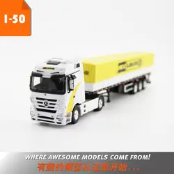 Сплав игрушечной модели подарок 1:50 Масштаб MERCEDES-BENZ грузовые перевозки зерна грузовой автотранспорт с Dunlop шины для сбора украшения