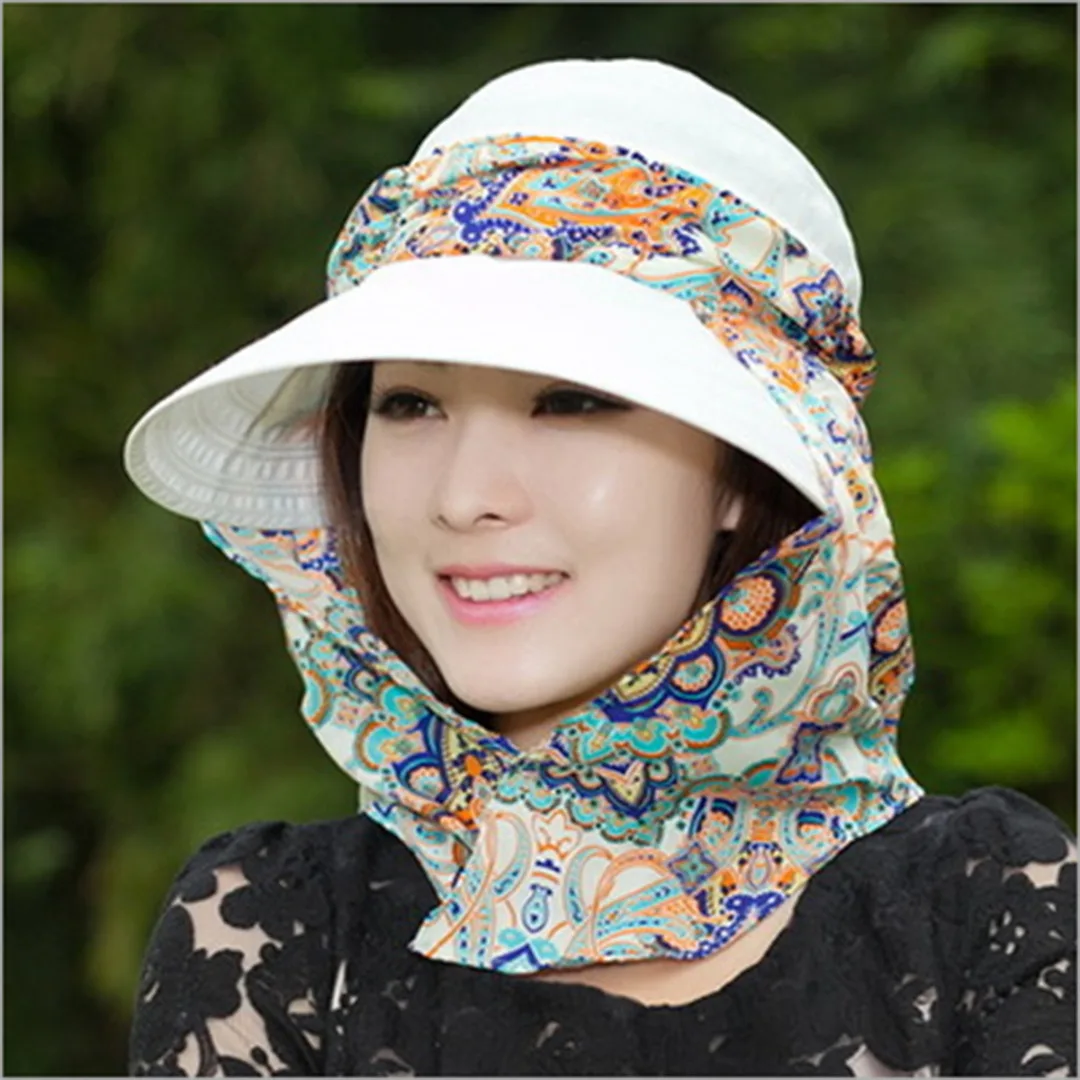 Women Protective Hat Outdoor Sun Cap Neck Face Wide Brim Visor Summer Anti-UV