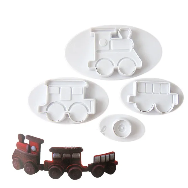 4pcs set little transporation train plastic cookie cutters baking