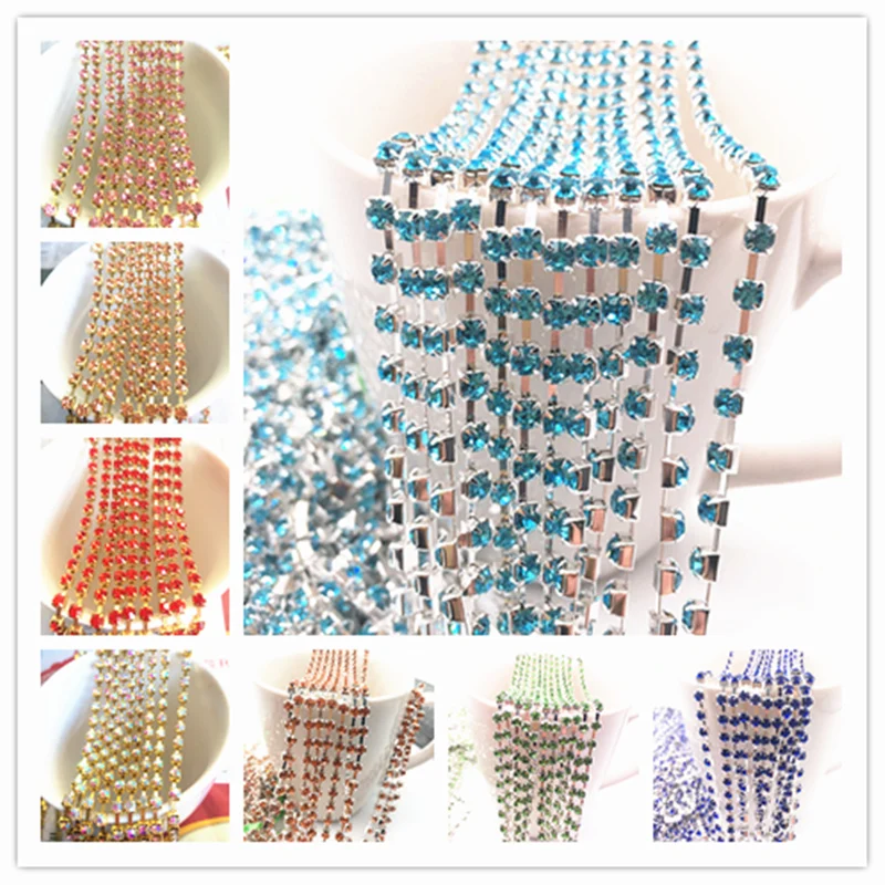 

Wholesale 1-Row 1 yard SS16 Cystal Rhinestone Trim Sparse Cup Chain Claw DIY Jewelry Making