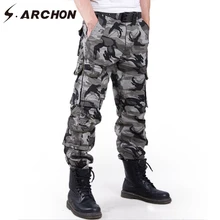 S. ARCHON камуфляжные военные карго Брюки Мужские дышащие мульти карманы хлопок боевые тактические брюки повседневные Пейнтбол армейские брюки
