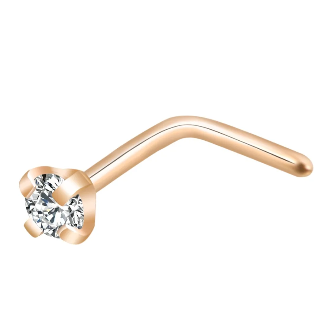 Fashion Crystal Nose Studs Surgical Steel Cubic Zirconia 0.8*7mm Nose Rings Shellhard Sexy Women Body Piercing Jewelry