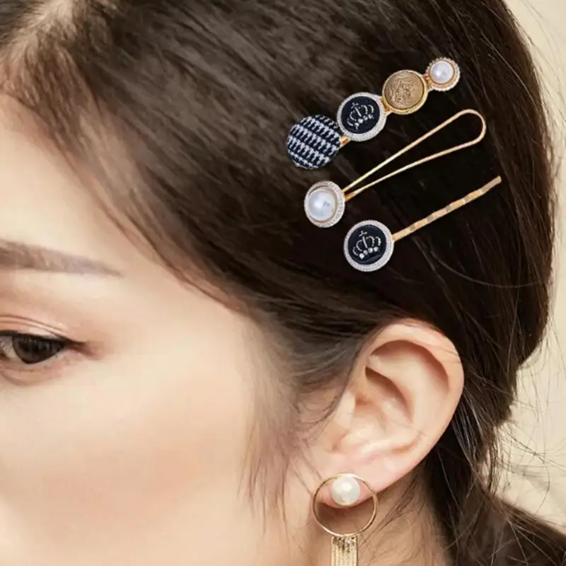 

3pcs/set Vintage Fashion Korean Women Imitiation Pearl Hair Clip Button Hairband Women Styling Hairpins Hairpin Accessories New