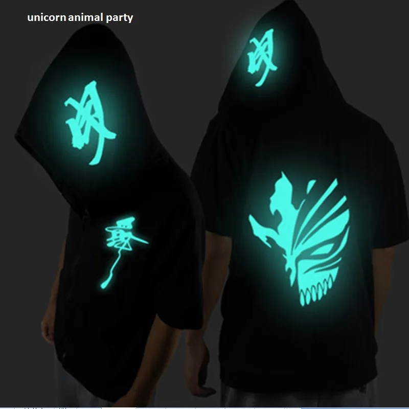 

Short sleeve Jacket Back Luminous Male And Female Hip-hop Dancing Hoodies Loose Coat Human Bones, Skeleton, Dragon Coat