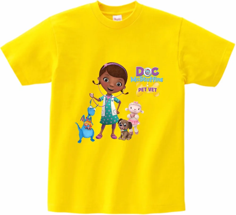 Doc mcstuffins/футболка для девочек 2, 3, 4, 5, 6, 8, 10, 12 лет, Детская летняя футболка, хлопковая Детская футболка с короткими рукавами для маленьких девочек, MJ