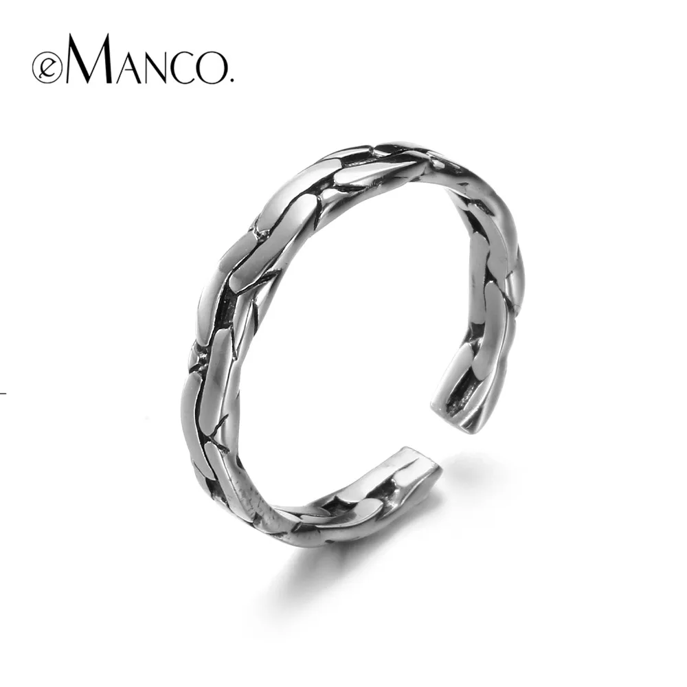 

e-Manco 925 Sterling Silver Chain Rings Wholesale Wedding&Engagement Retro Unisex Opening Rings Silver Best Gifts