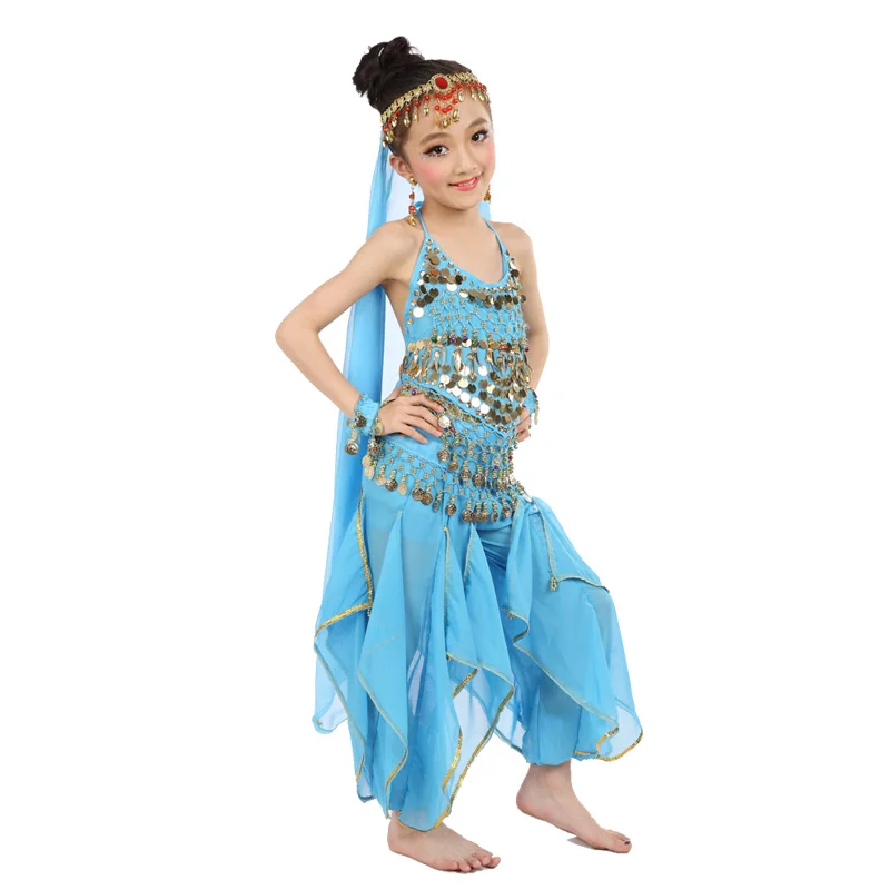 2018 New Style Child Belly Dance Costumes Kids Belly Dancing Girls Bollywood Indian Performance Cloth Belly Dance Dress 3pcs/set