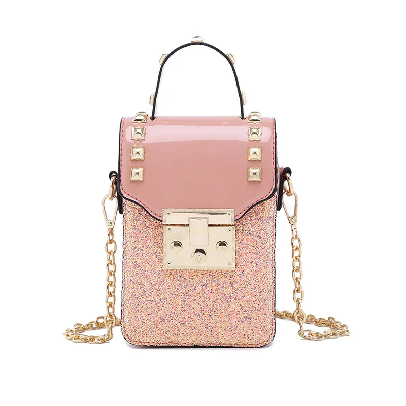 2018 Новая мода заклепки небольшой площади сумка одного плеча Crossbody Для женщин