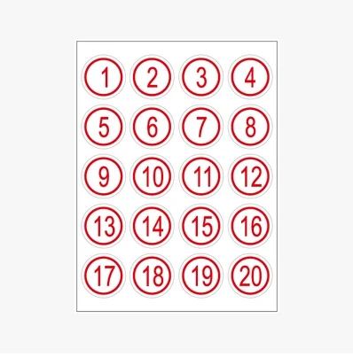12 sheet number tags