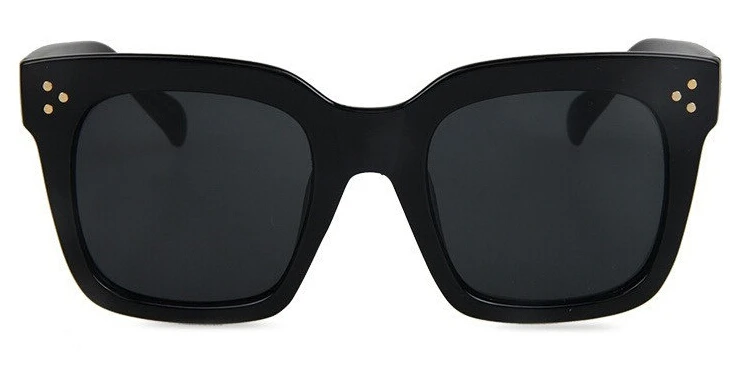 black Ким солнечные очки в стиле Кардашьян леди плоский верх очки Lunette Femme женские роскошные брендовые Солнцезащитные очки женские заклепки солнцезащитные очки UV400 - Цвет линз: black