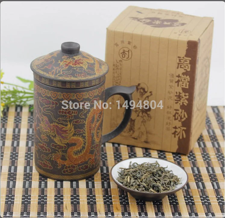 300 мл Китайский Исин чайный набор, фиолетовая глина чайная чашка, дракон чайные чашки, домашний офисный чайный набор, чайные чашки «Zisha»