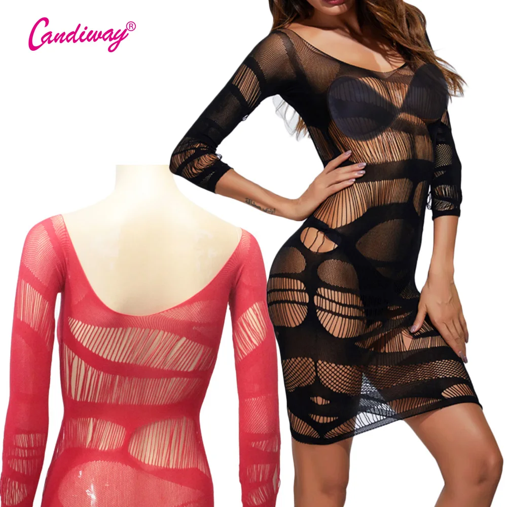 Mini dress Lace See Through Half sleeve Dress Bodysuit Seduce Me Push-Up baby doll sexy lingerie babydoll GA277 | Тематическая