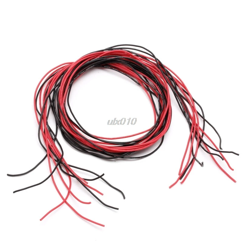 Силиконовый гибкий медный провод 10AWG 12AWG 14AWG 16AWG 22AWG 24AWG 26AWG Калибр многожильный кабель провод для RC черный+ красный 3 м июля - Цвет: 24AWG