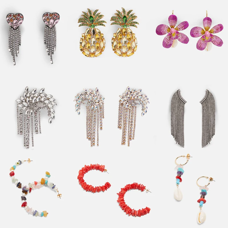 

Dvacaman Trendy ZA Design Tassel Crystal Drop Earrings for Women Statement Jewelry Rhinestone Bohemian Wedding Pendant Earrings