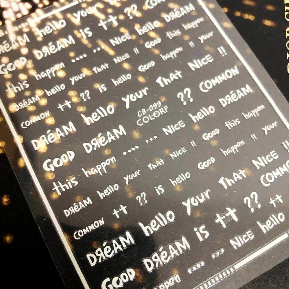 

CB series CB-99-100-122 nice lette Black White Gold Silver letters 3d nail art stickers decal template diy nail tool decorations
