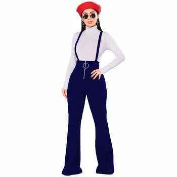 

Adogirl 2018 Casual Spaghetti Strap Loose Women Jumpsuit Zippers Long Wide Leg Pants Ladies Romper Overall