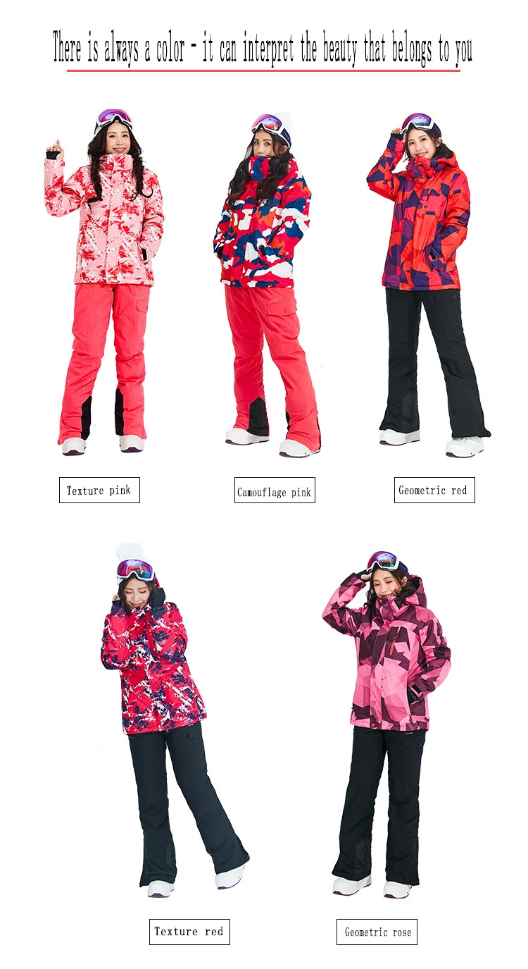 Зимний лыжный костюм женский бренд высококачественный лыжный жакет и брюки зимние теплые водонепроницаемые ветрозащитные лыжные и сноубордические костюмы