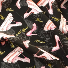 108 см x 100 см хлопчатобумажная ткань оптово-высокого туфли на высоком каблуке на черном фоне