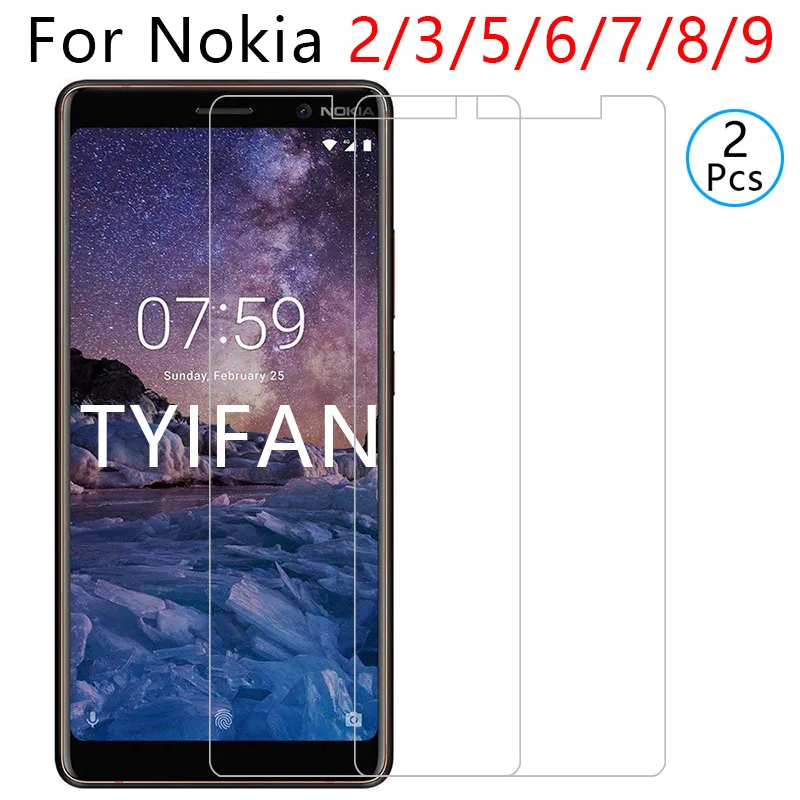 2 шт закаленное стекло для nokia 3 5 6 7 plus 8 9 Защитная стеклянная пленка экрана на