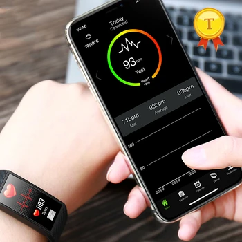 

Waterproof ECG Heart Rate Blood Pressure Monitor Smart Band bracelet with big touch screen air pressure Smart wristwatch for i5