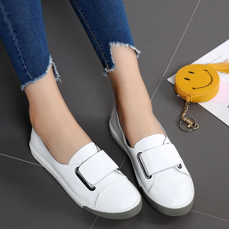 Bout Mujer white Chaussures Black Profonde Cuir Printemps Femmes En De Appartements Peu Qualité Ae428 Rond Haute Zapatos 1OqwxTz