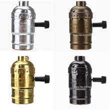 Винтажные E27 алюминиевый держатель лампы розетки без переключения латунь/золото/серебро/черный DIY светильник